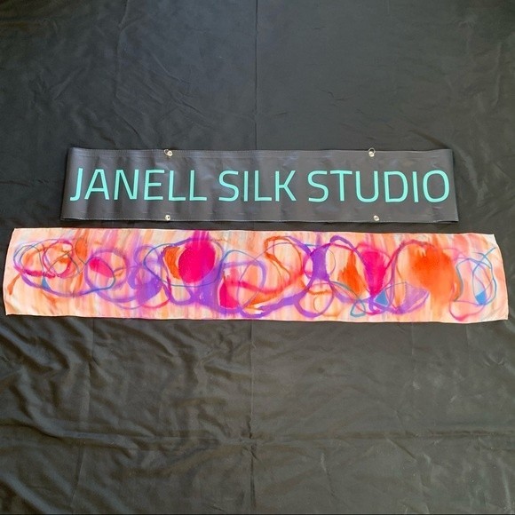 Hand Painted Pink Purple Orange Blue Silk Scarf Sorbetto NWT - Picture 2 of 2